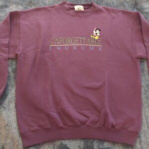 Vintage Classic 1990's Disney Mickey and Minnie Purple Crewneck Sweatshirt L